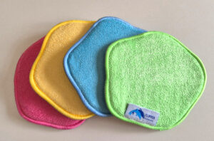 Lot de 4 chiffonnettes fleur microfibre hexagonal